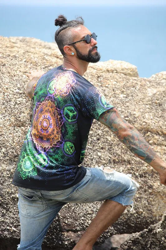 Mens Rave Shirt | Psy Clothing | Sacred Geomery Shirt | Fractal Shirt | Psy Wholeness (TS)