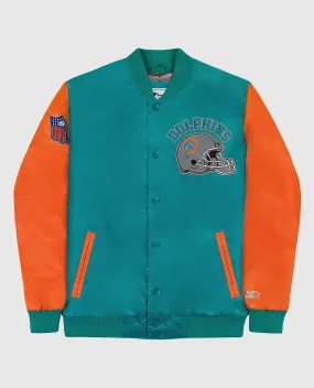 Miami Dolphins Varsity Satin Full-Snap Jacket