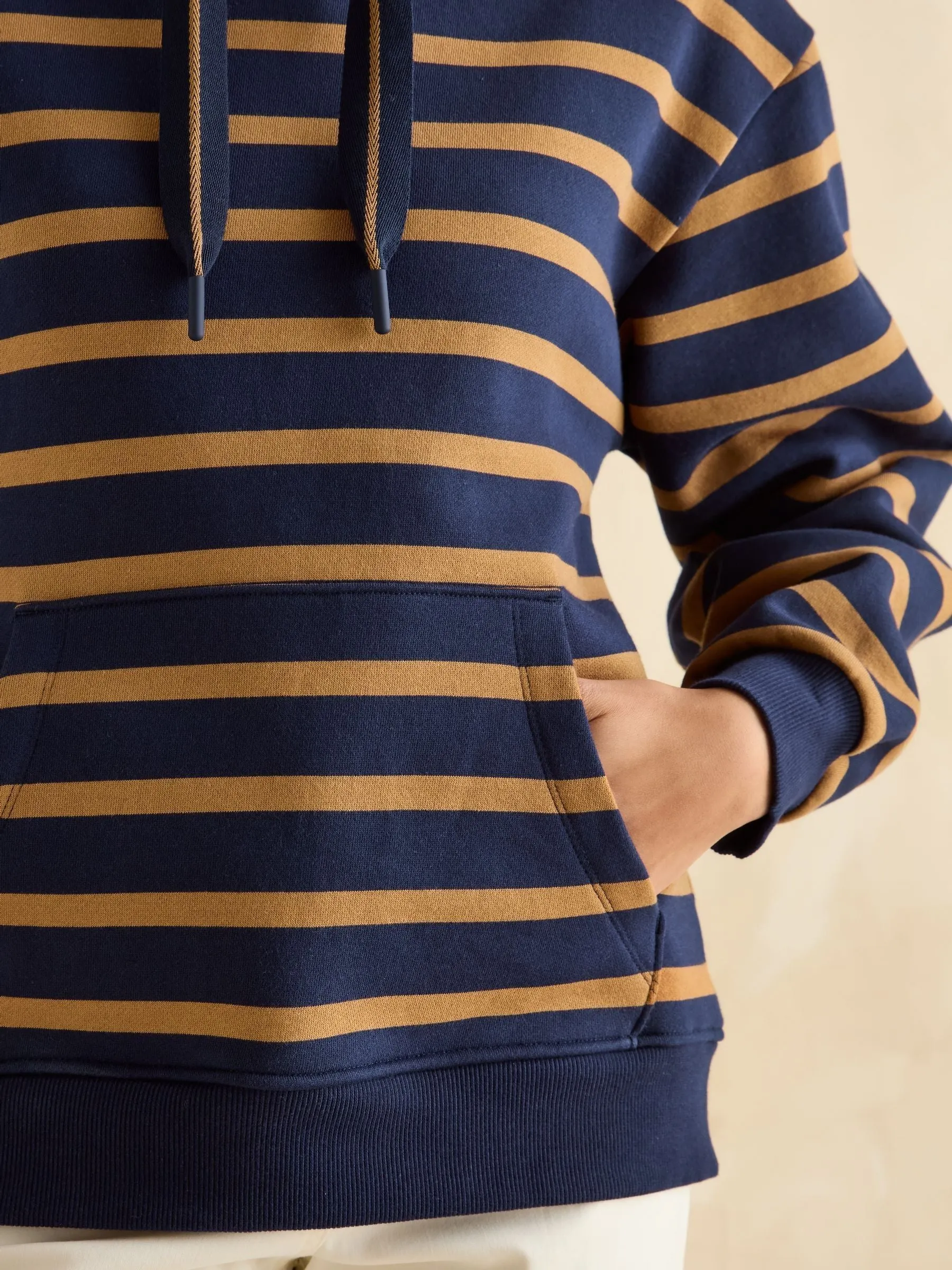 Milbourne Navy Tan Stripe Hoodie