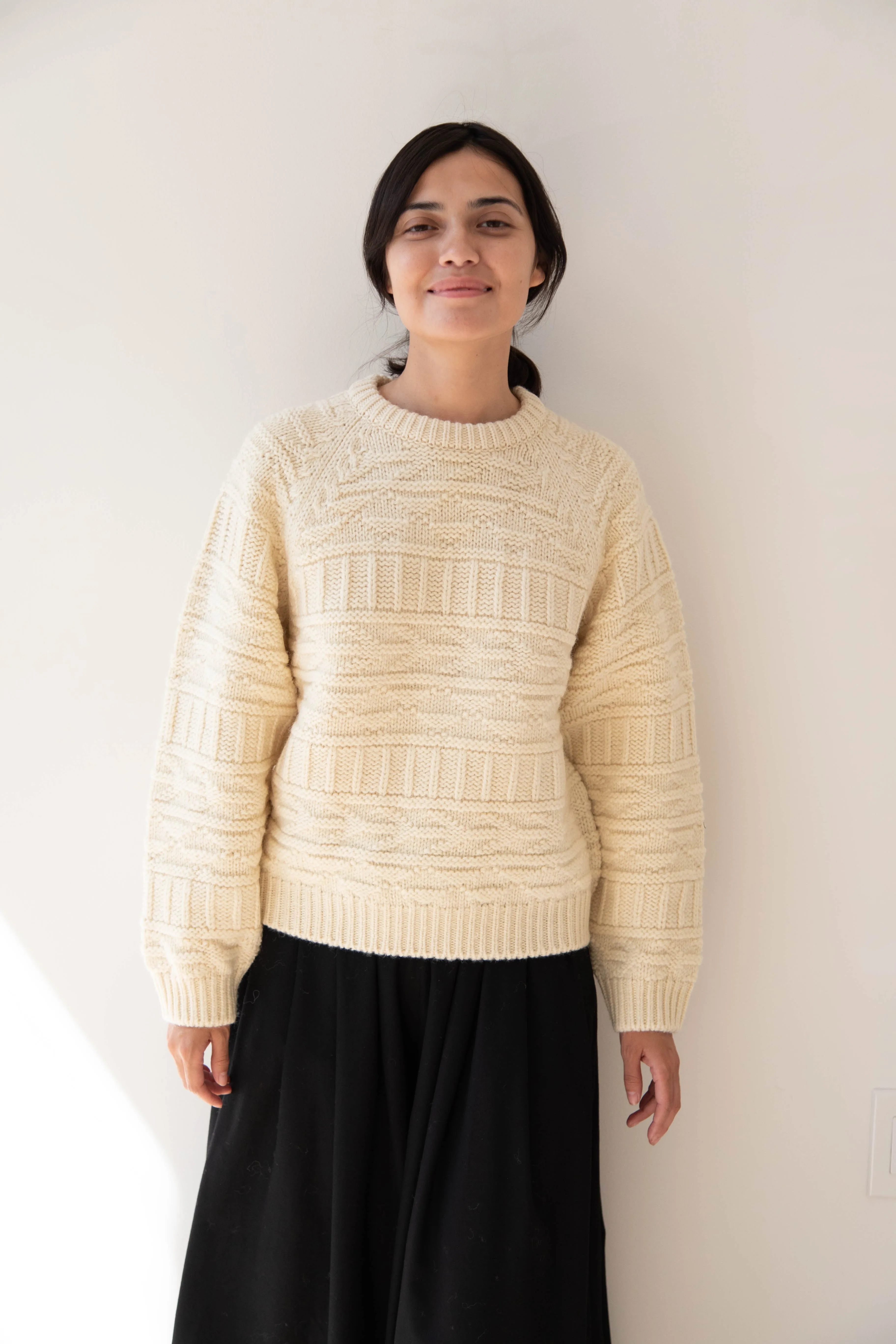 Nothing Written | Vintage Pattern Round Sweater in Ivory