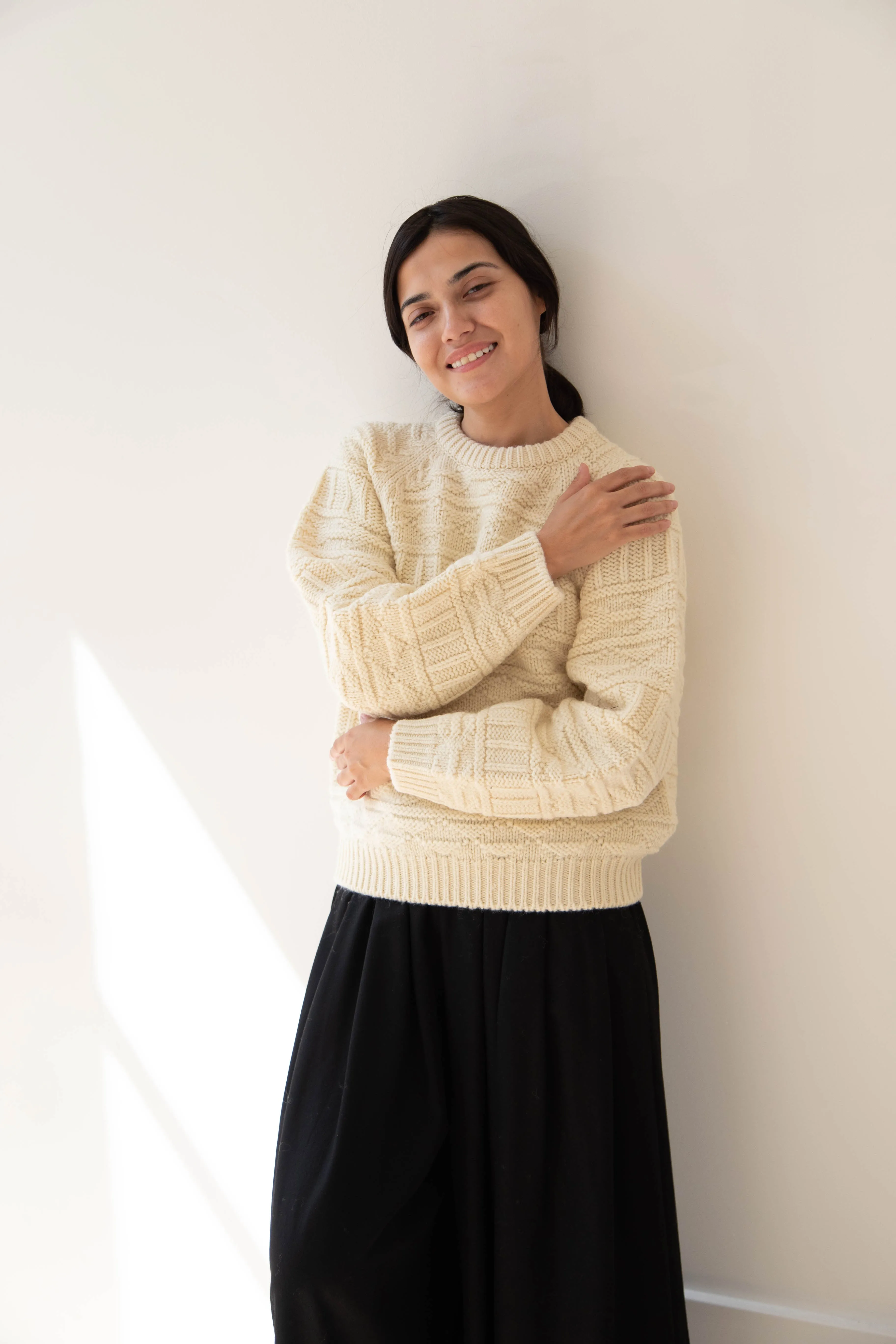 Nothing Written | Vintage Pattern Round Sweater in Ivory