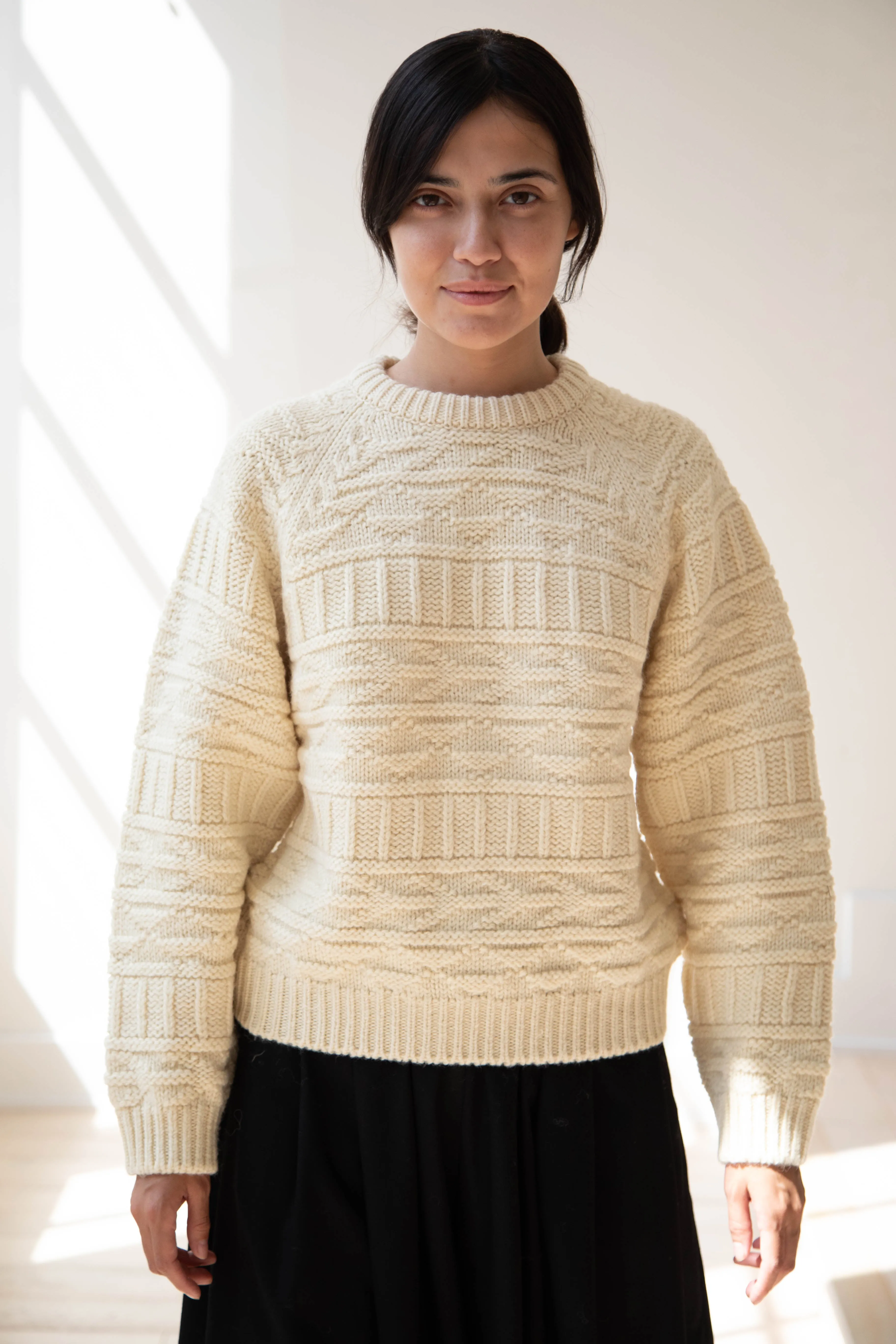 Nothing Written | Vintage Pattern Round Sweater in Ivory