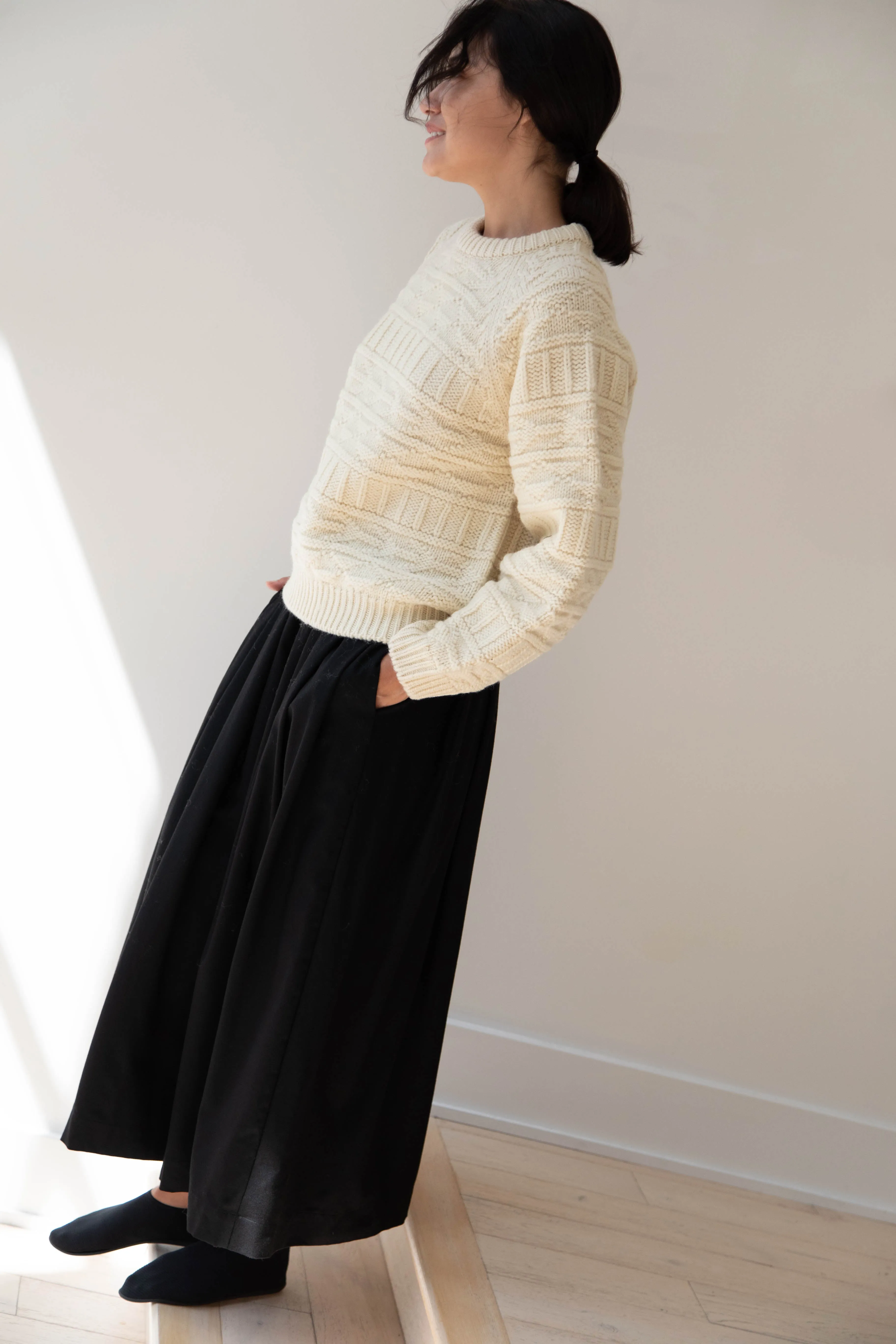 Nothing Written | Vintage Pattern Round Sweater in Ivory