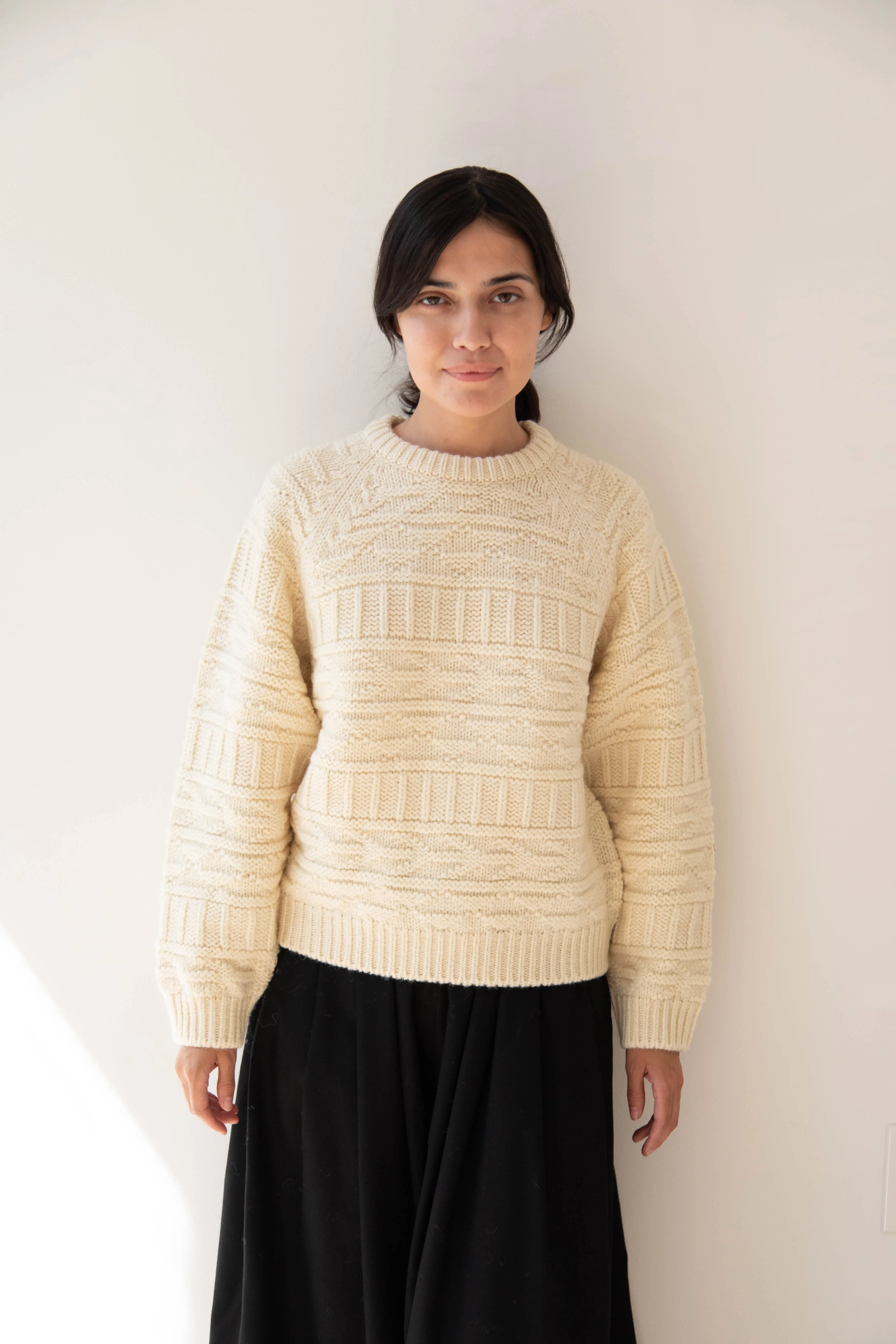 Nothing Written | Vintage Pattern Round Sweater in Ivory