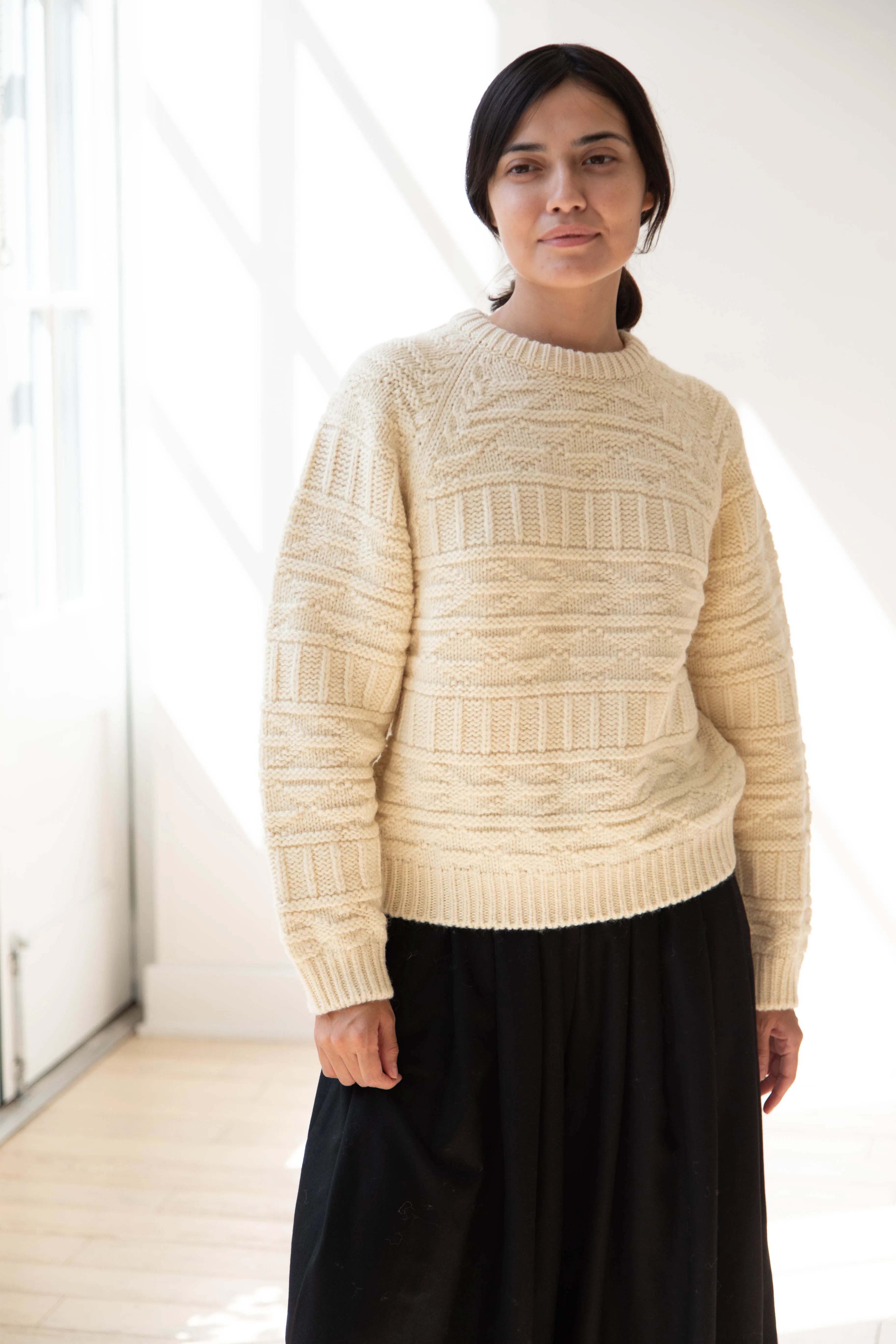 Nothing Written | Vintage Pattern Round Sweater in Ivory