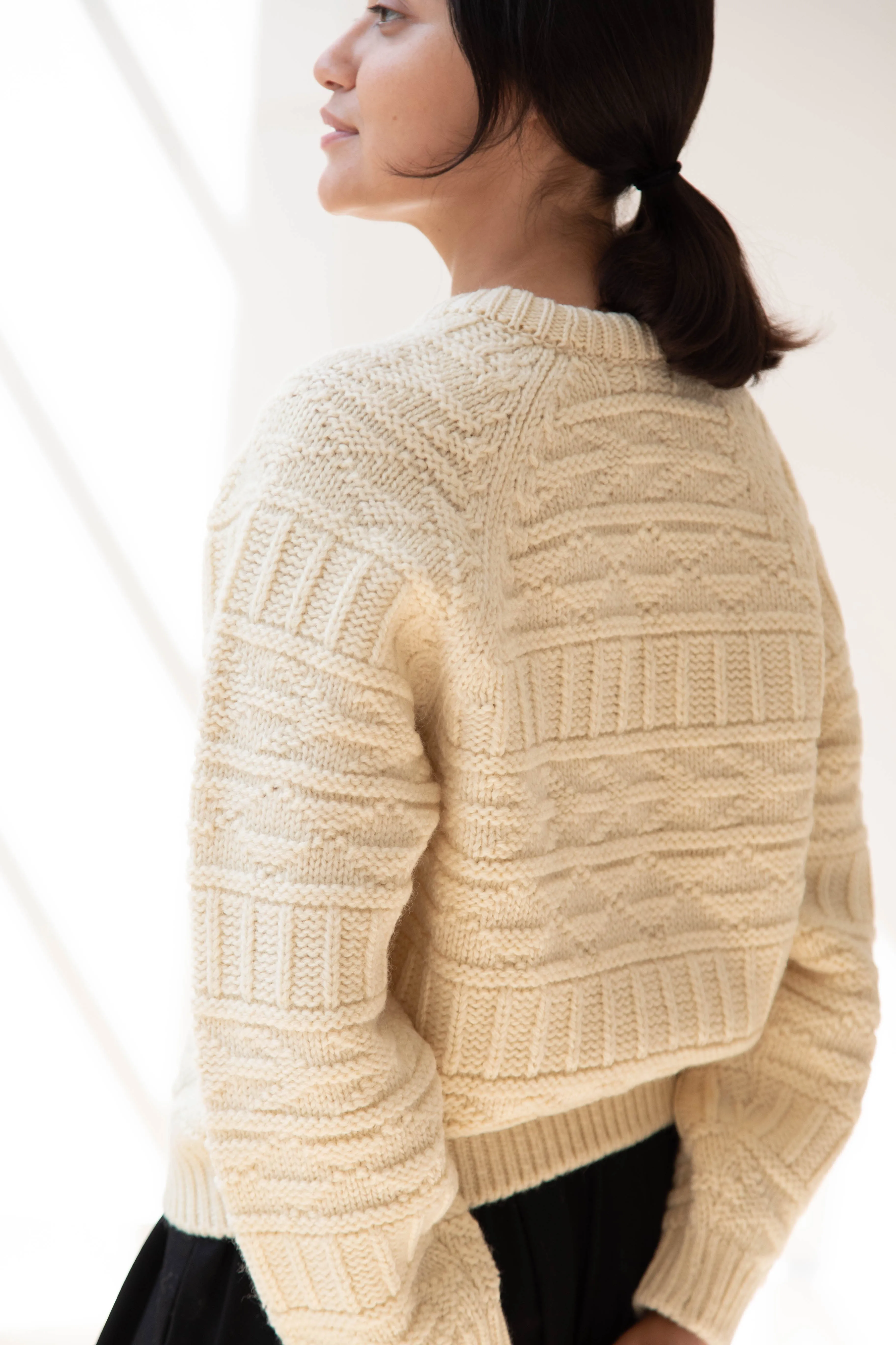 Nothing Written | Vintage Pattern Round Sweater in Ivory