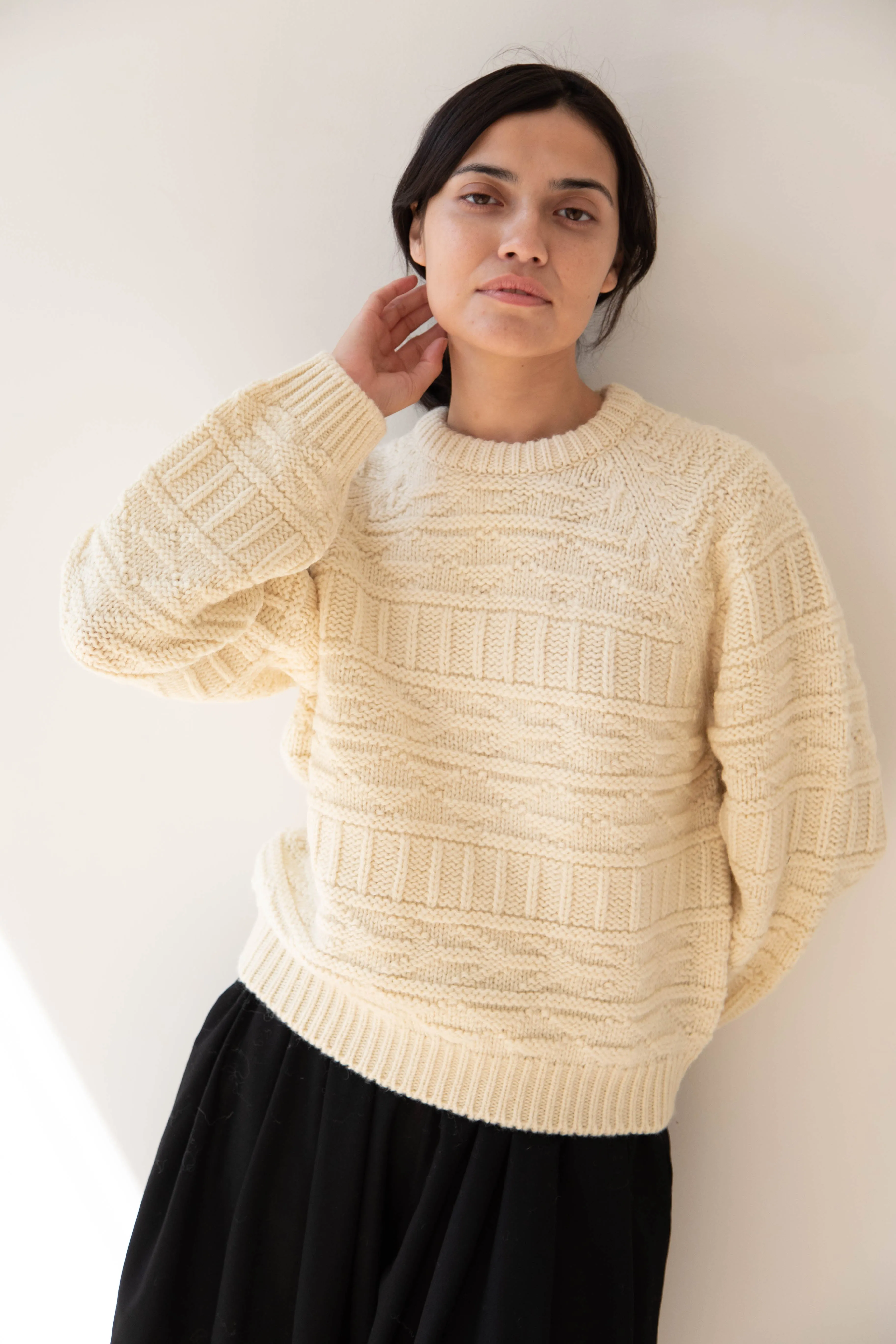 Nothing Written | Vintage Pattern Round Sweater in Ivory