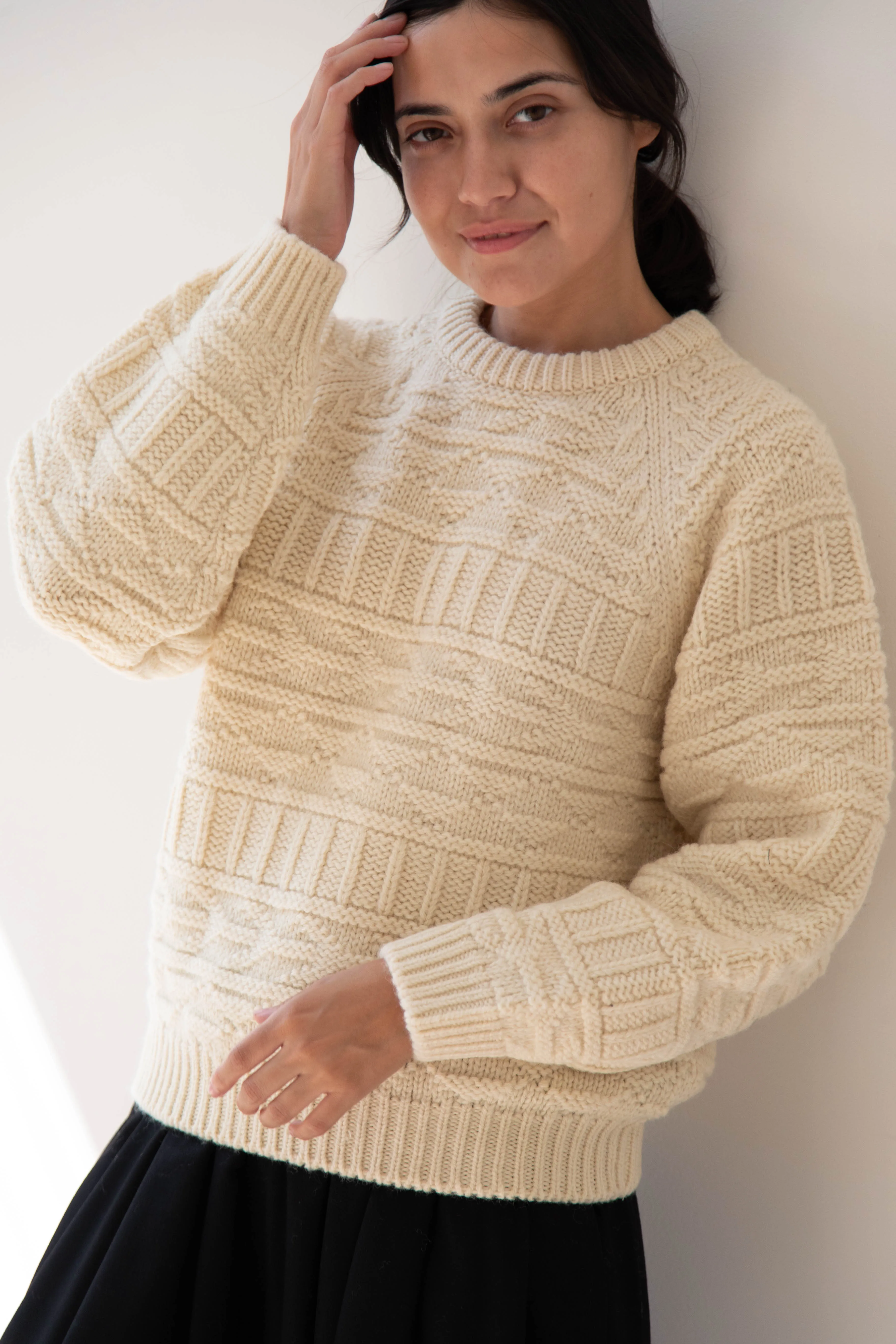 Nothing Written | Vintage Pattern Round Sweater in Ivory