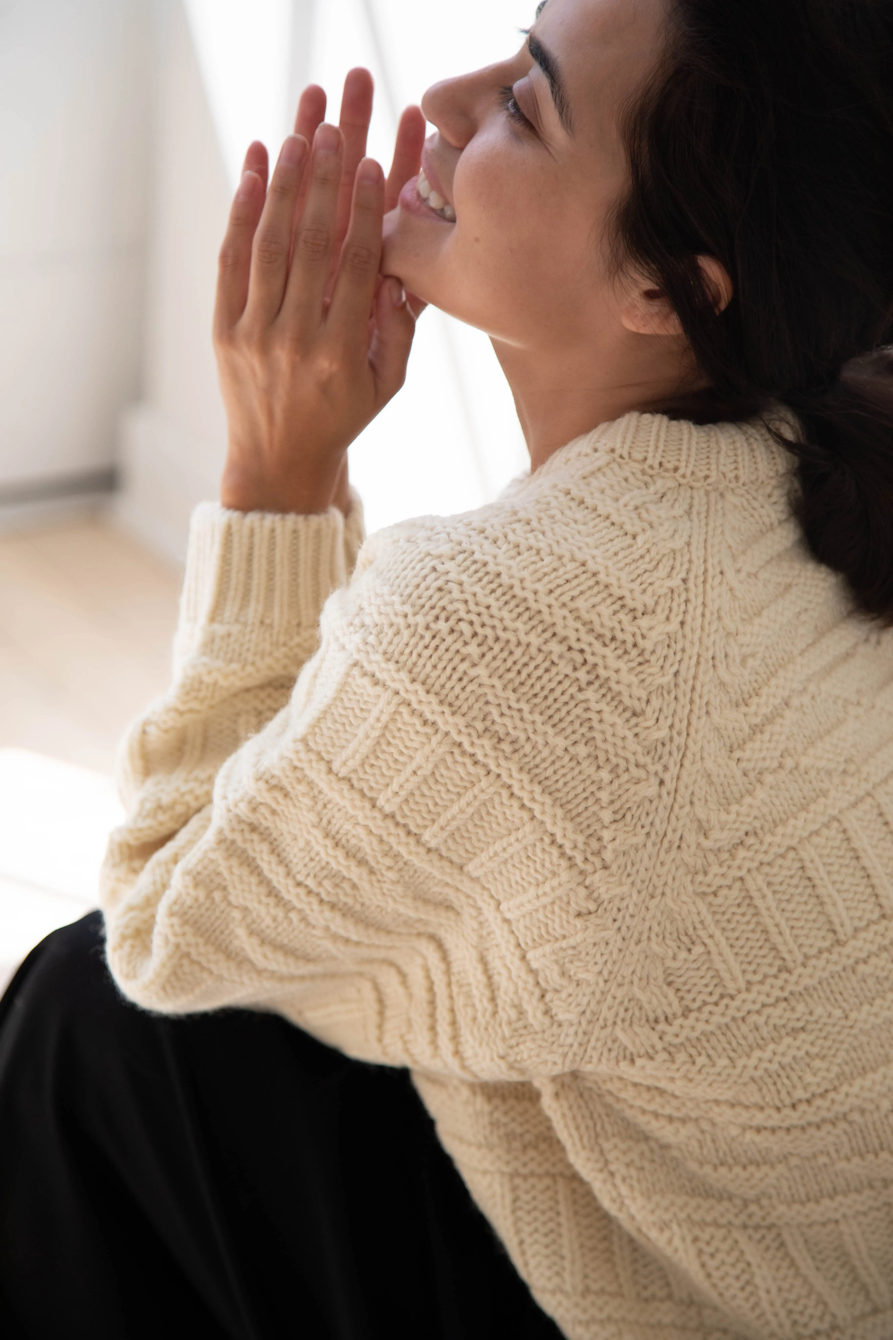 Nothing Written | Vintage Pattern Round Sweater in Ivory