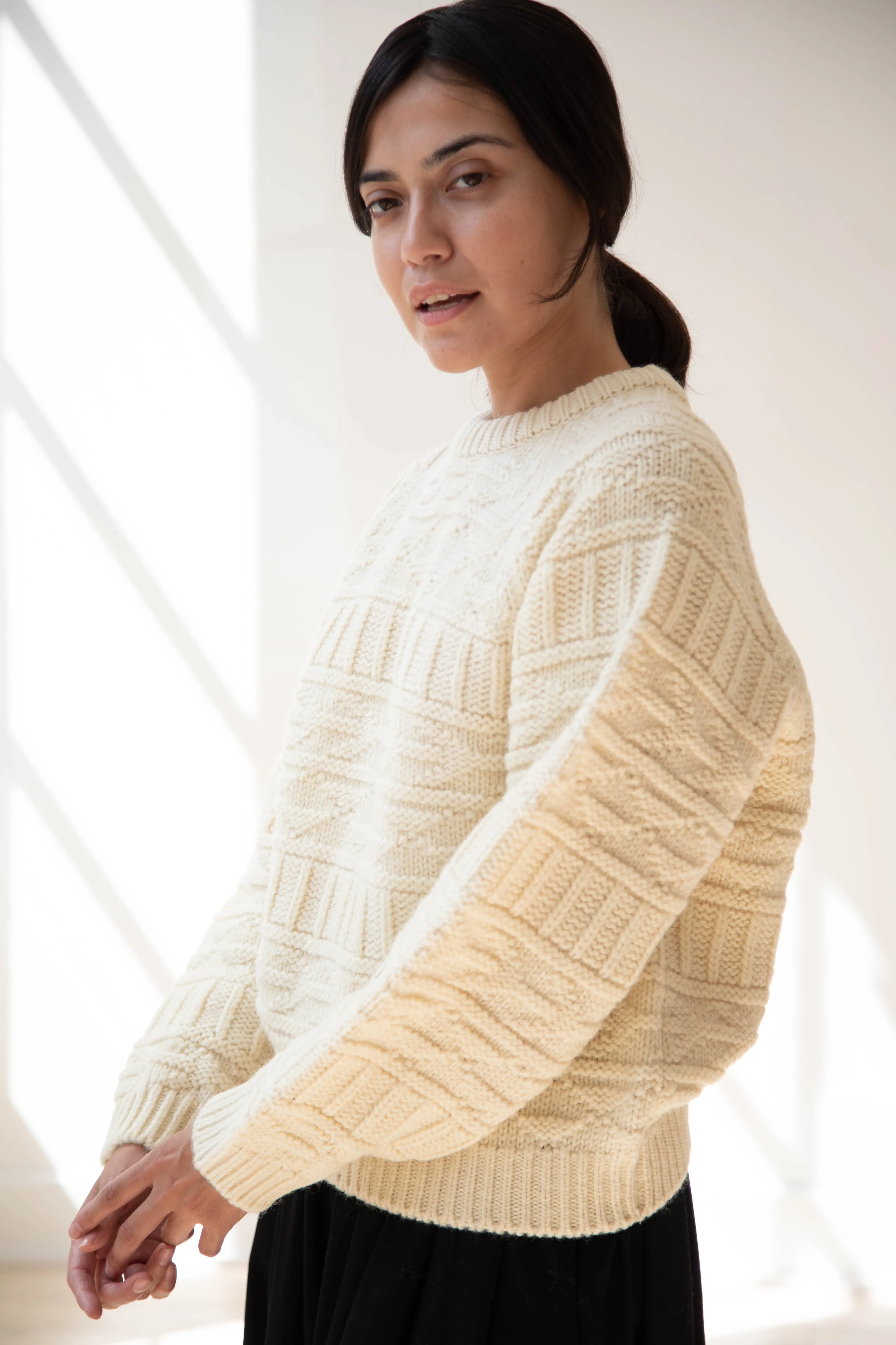 Nothing Written | Vintage Pattern Round Sweater in Ivory