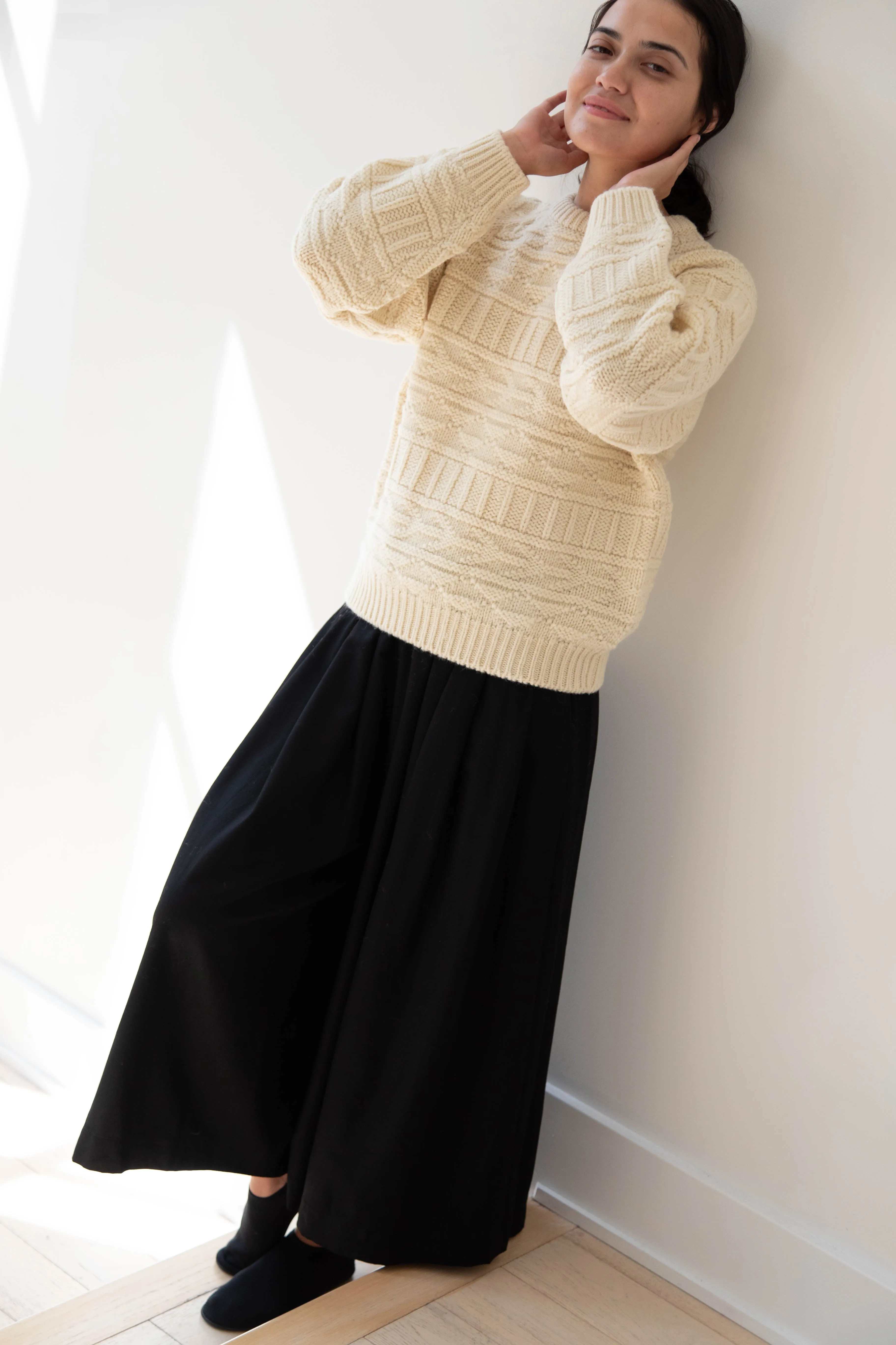 Nothing Written | Vintage Pattern Round Sweater in Ivory