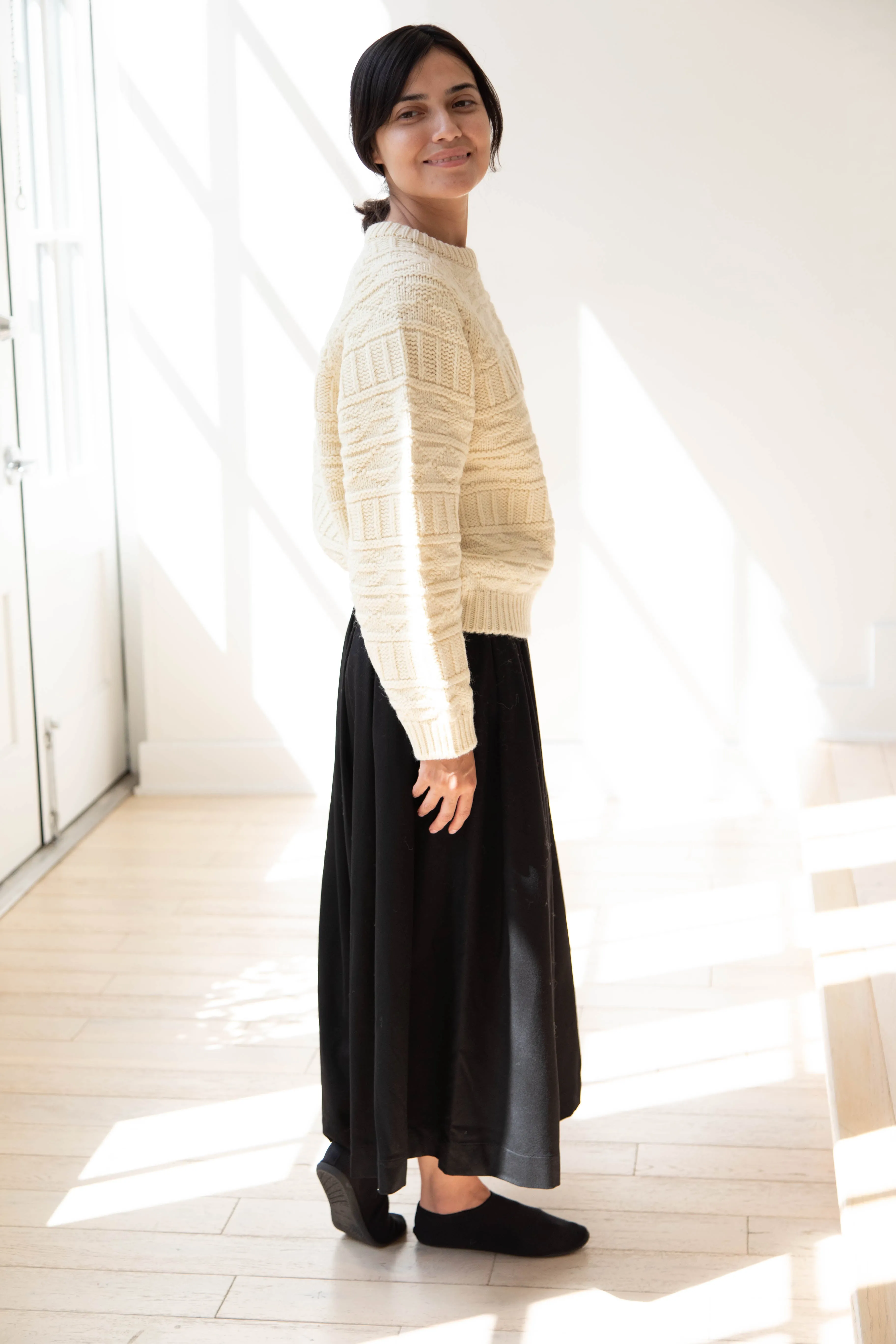 Nothing Written | Vintage Pattern Round Sweater in Ivory