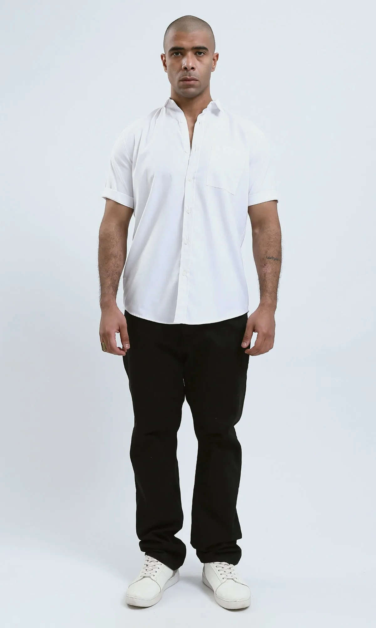 O187856 Relaxed Fit Short Sleeves White Shirt