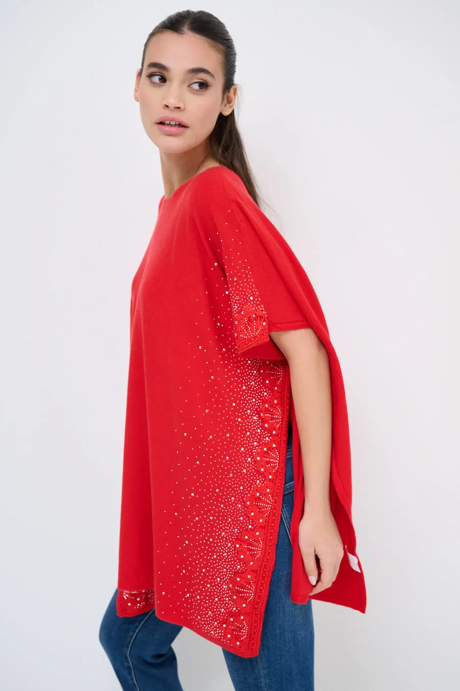 Oversized embellished poncho wholesale