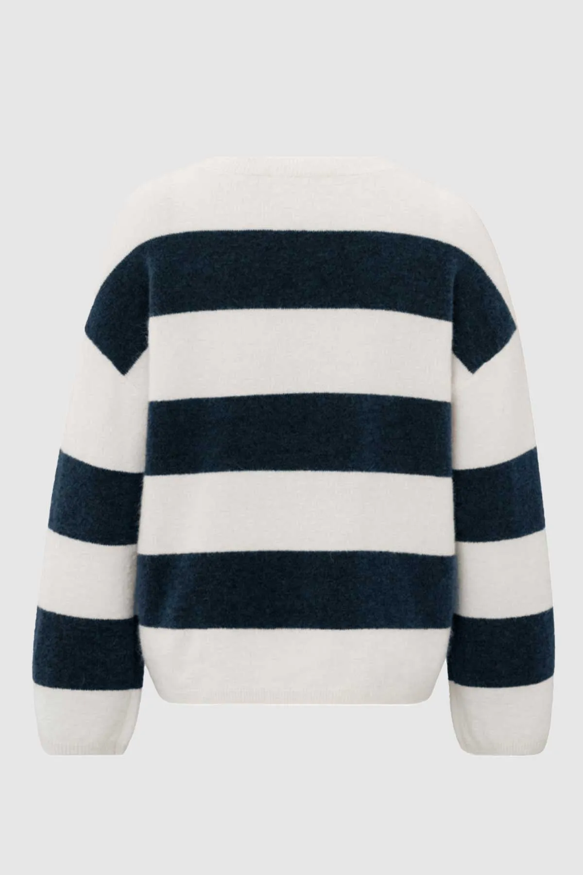 Oversized Sweater with Wide Stripes in Off White Dessin