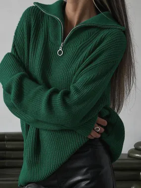 Oversized Utility Graceful Zippered Sweater