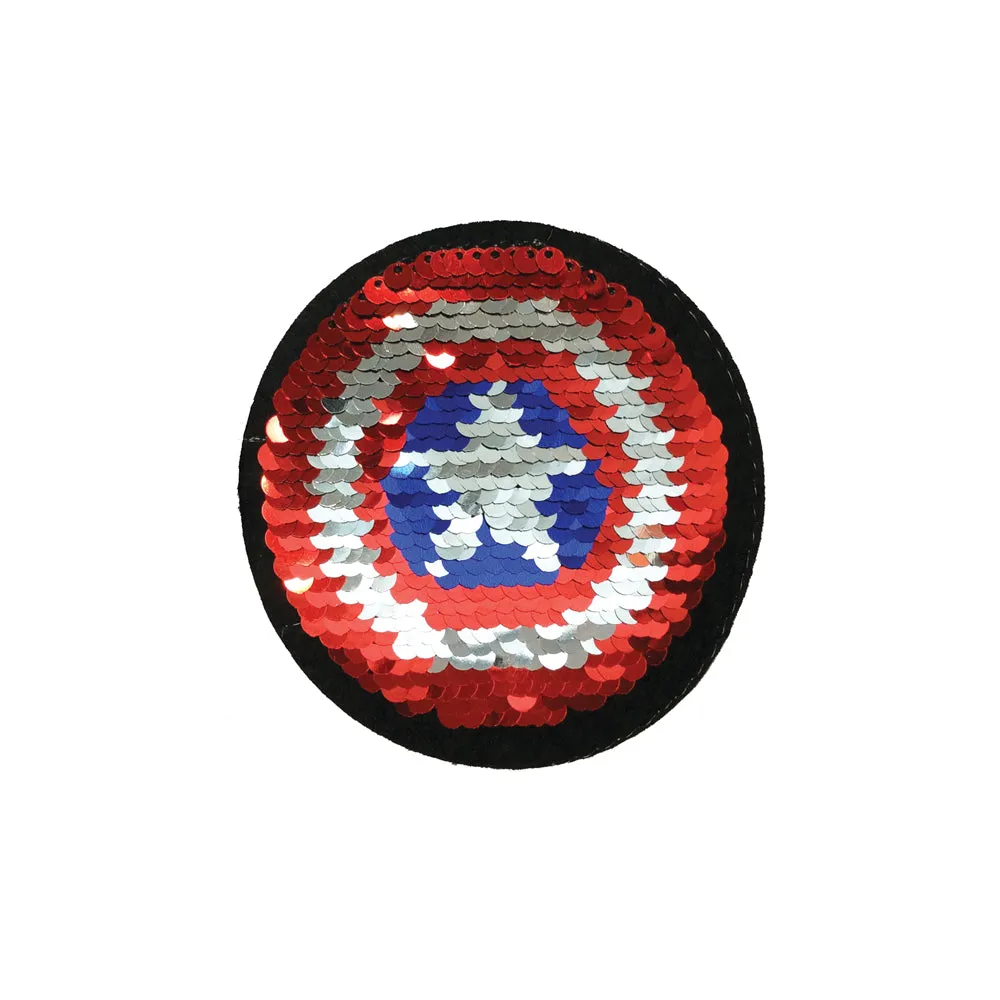 PC3342B - Reversible Double Gold Sequin Captain America Shield S (Iron On)