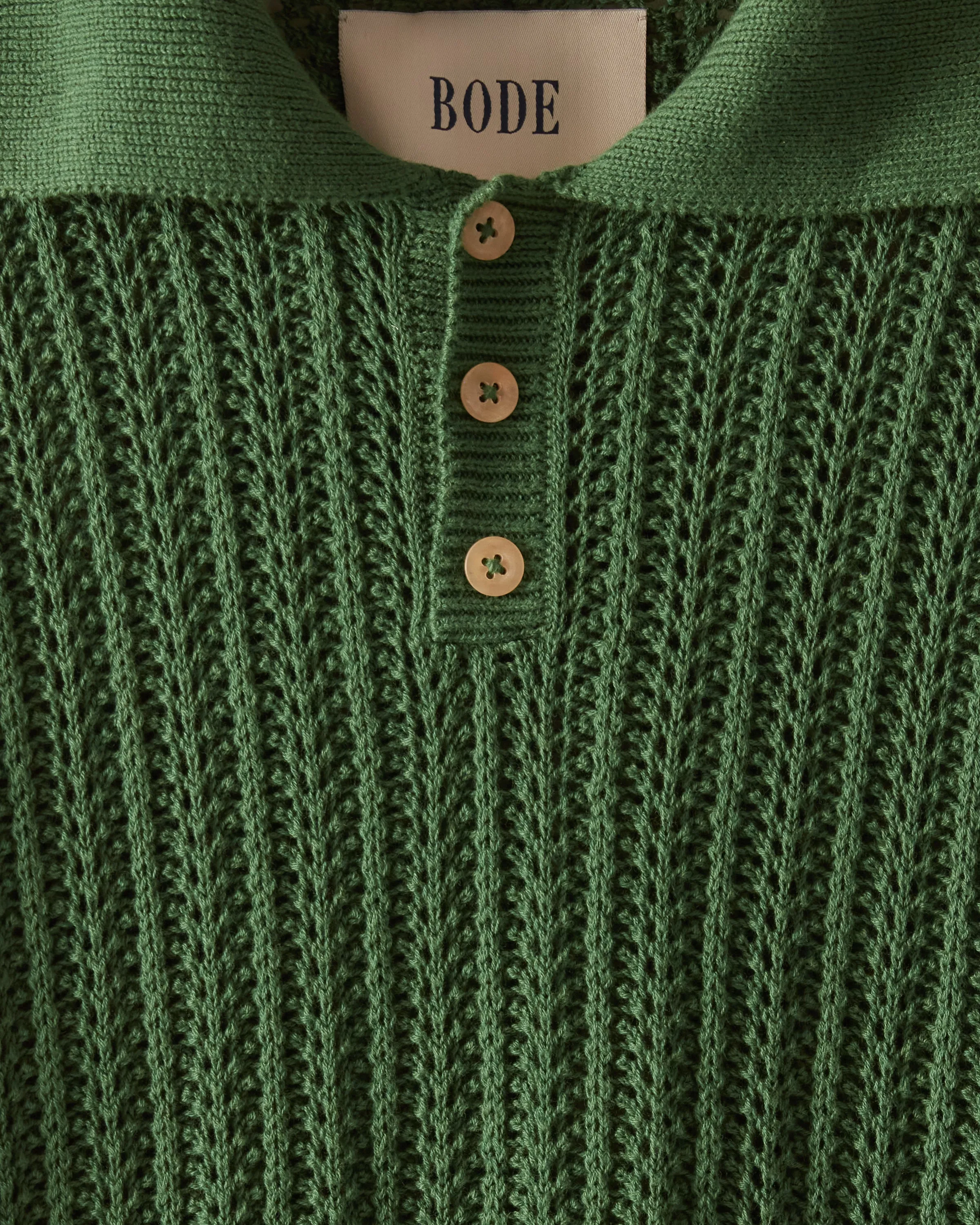 Pointelle Polo Long Sleeve - Green