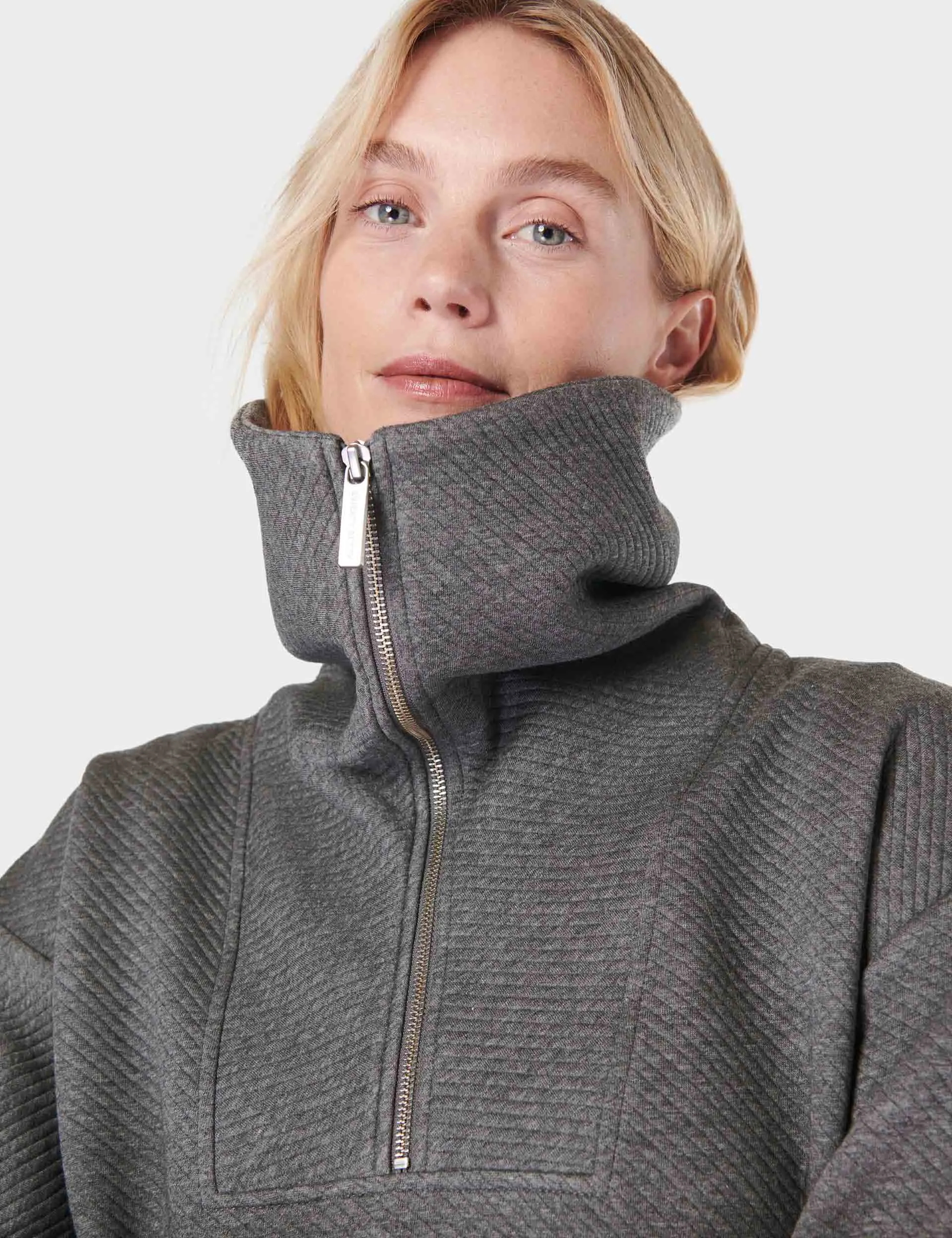 Radiant Half Zip Sweatshirt - Charcoal Grey Marl