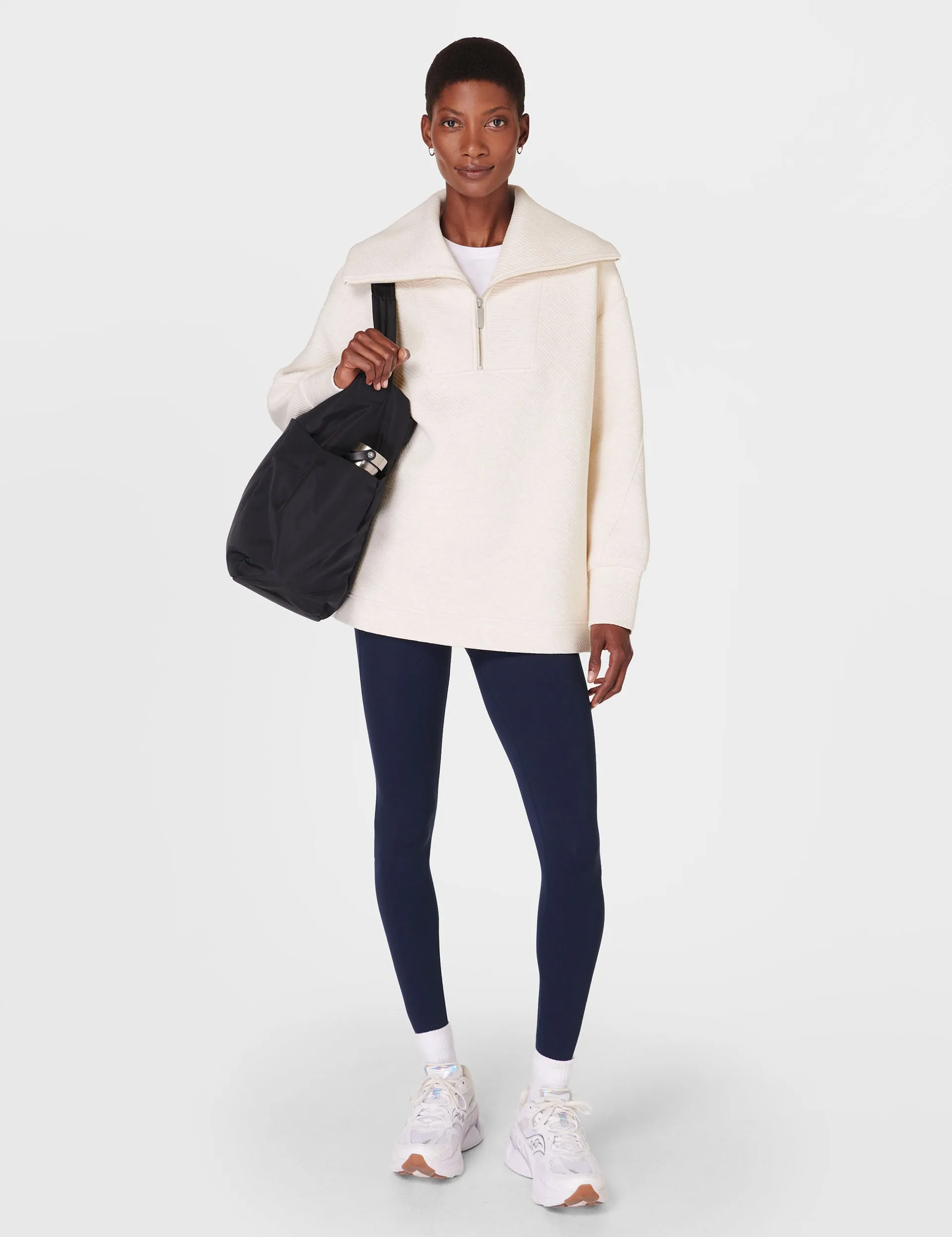 Radiant Half Zip Sweatshirt - Oatmeal Marl