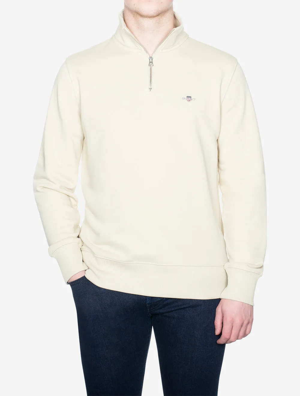 Regular Fit Shield Half Zip Sweat Silky Beige