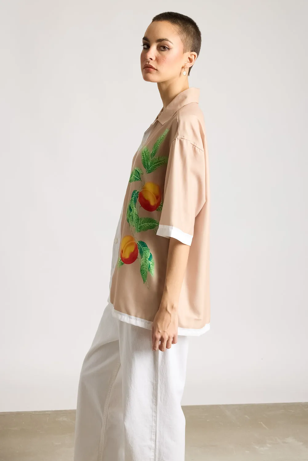 Relaxed Fit Printed Women's Shirt - Peaches