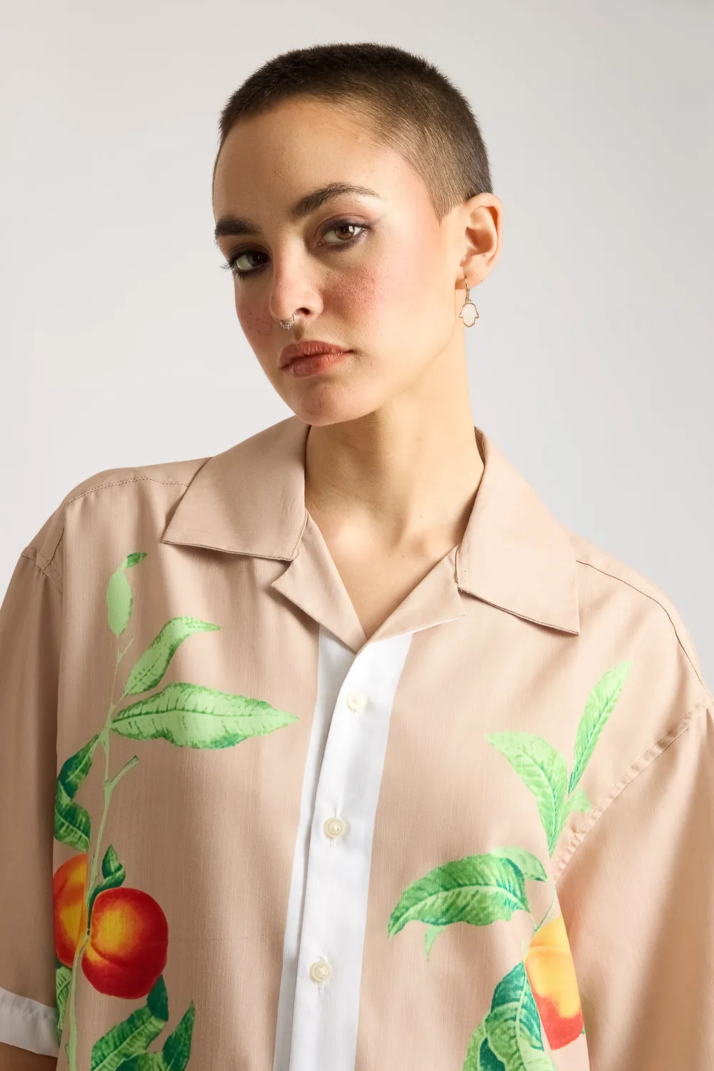 Relaxed Fit Printed Women's Shirt - Peaches