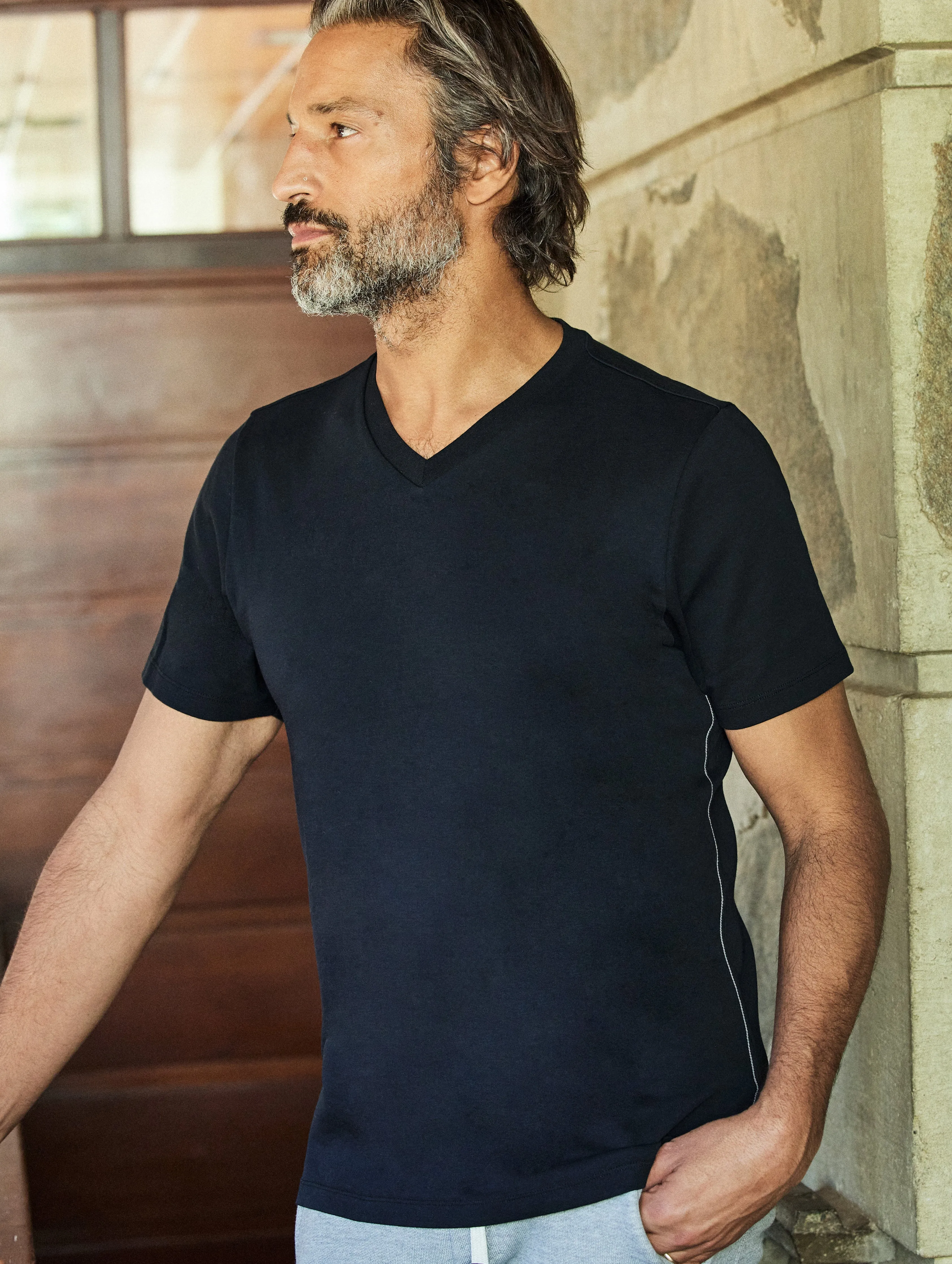 Relaxed-Fit V-Neck Tee - Onyx Black