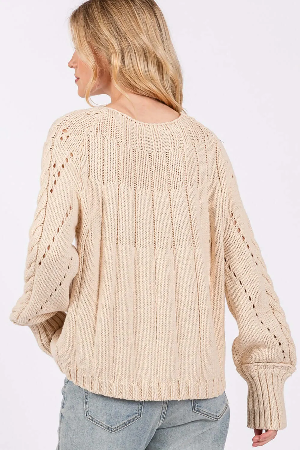 Sandstone Beige Cable-Knit Sweater