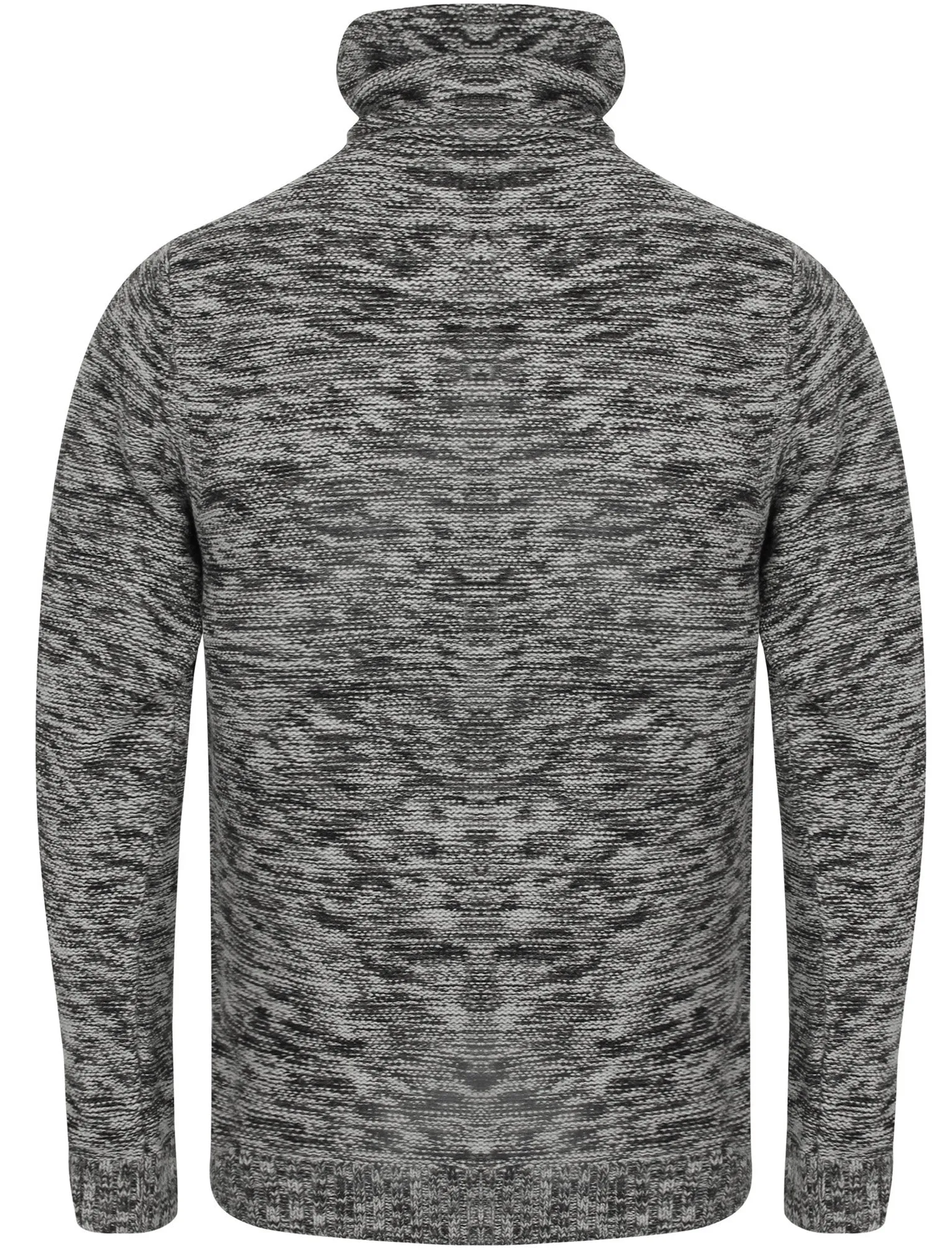 Savoy Colour Twist Jumper With Snood Neck In White / Mist Black / Charcoal Marl - Dissident