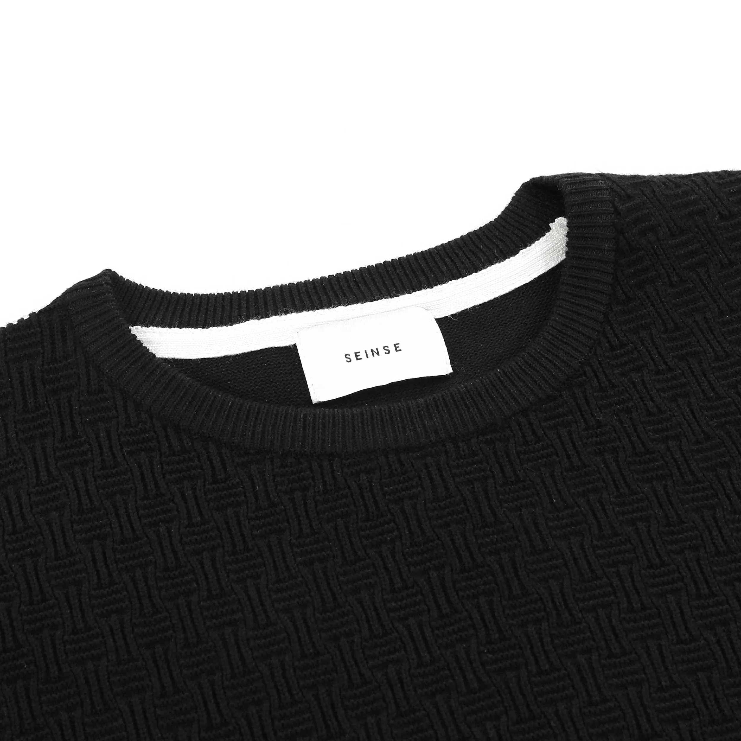 Seinse Pattern Crew Neck Knitwear in Black