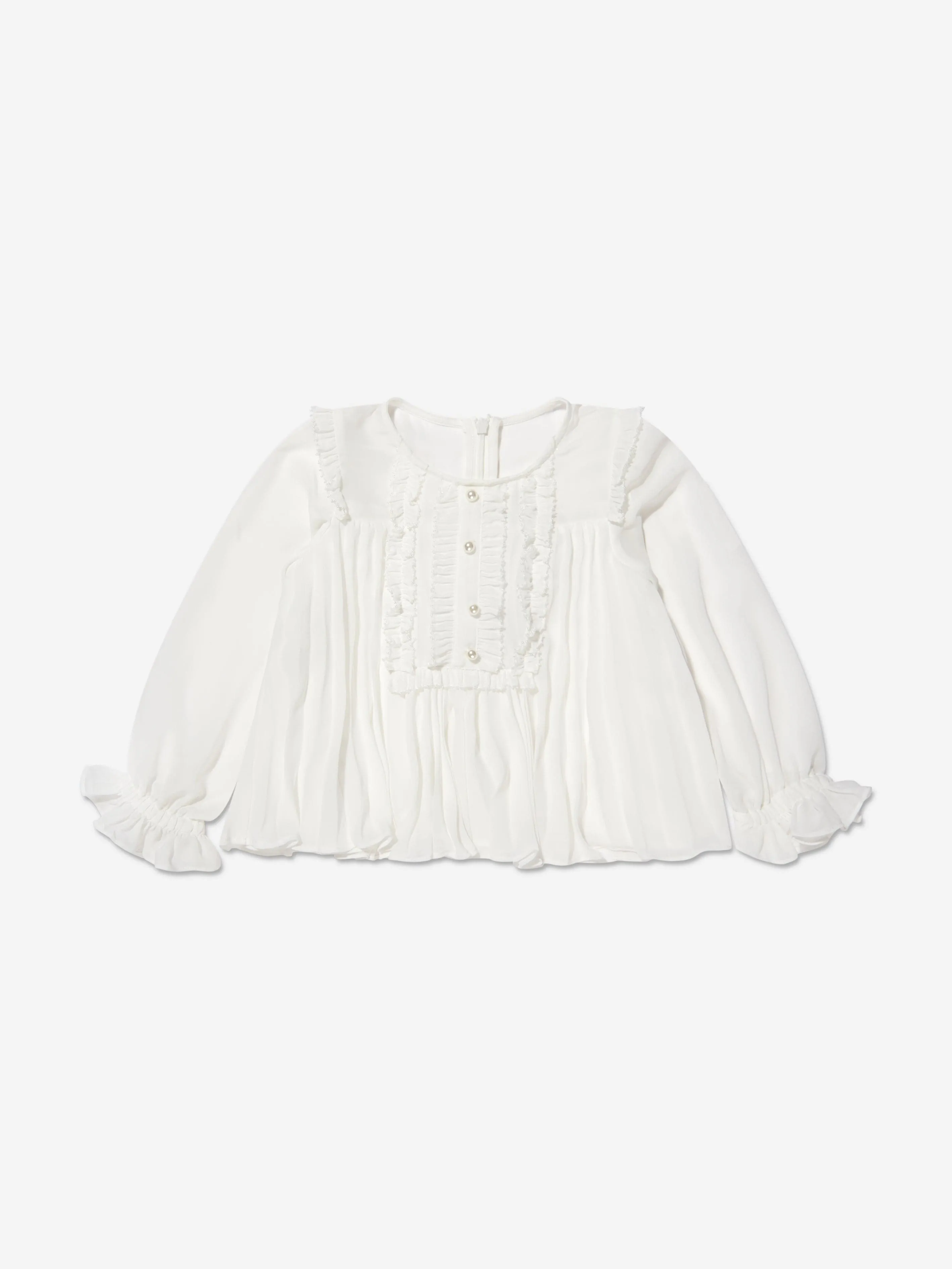 Self Portrait Girls Chiffon Top in White