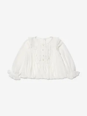 Self Portrait Girls Chiffon Top in White