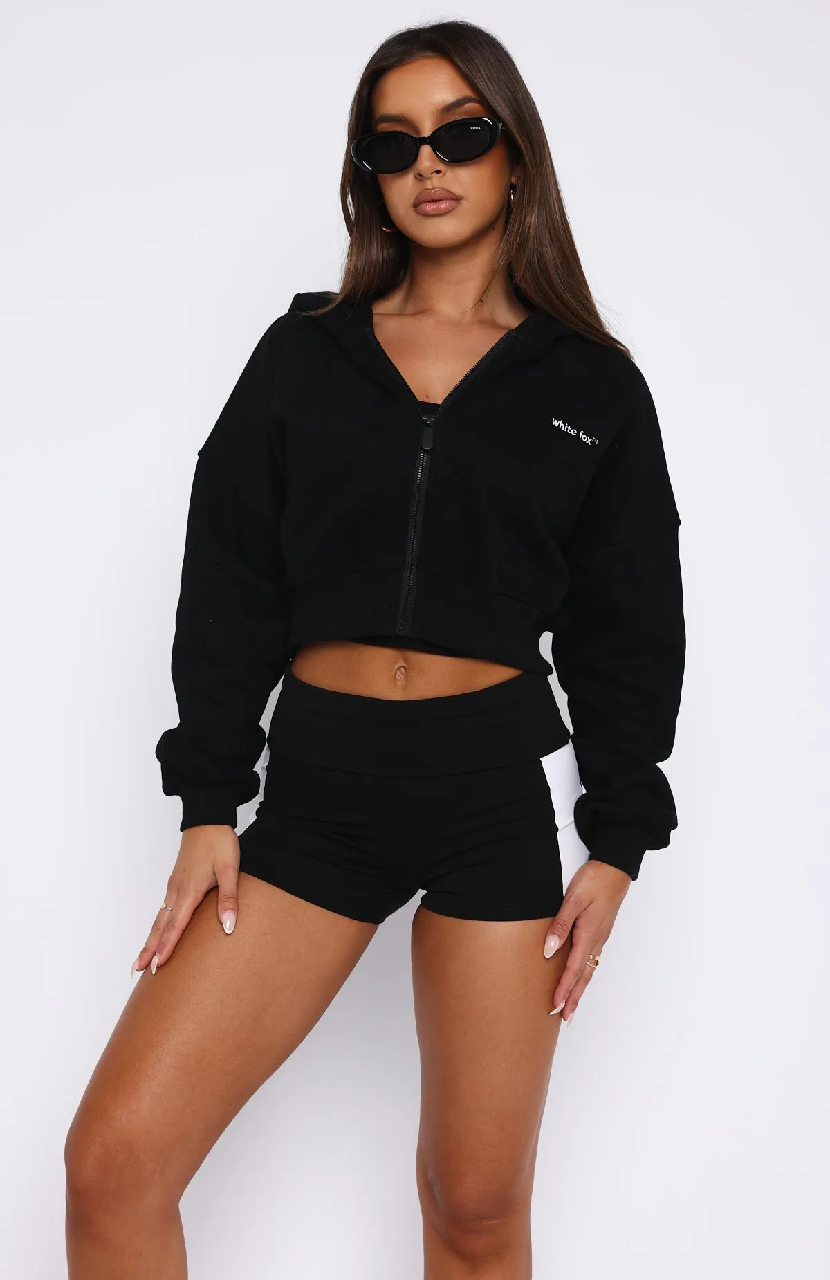 She's Effortless Cropped Hoodie Black