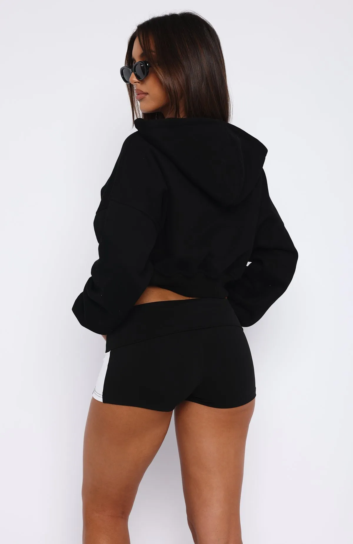 She's Effortless Cropped Hoodie Black