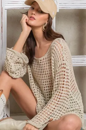 Side Slit Openwork Knit Cover Up