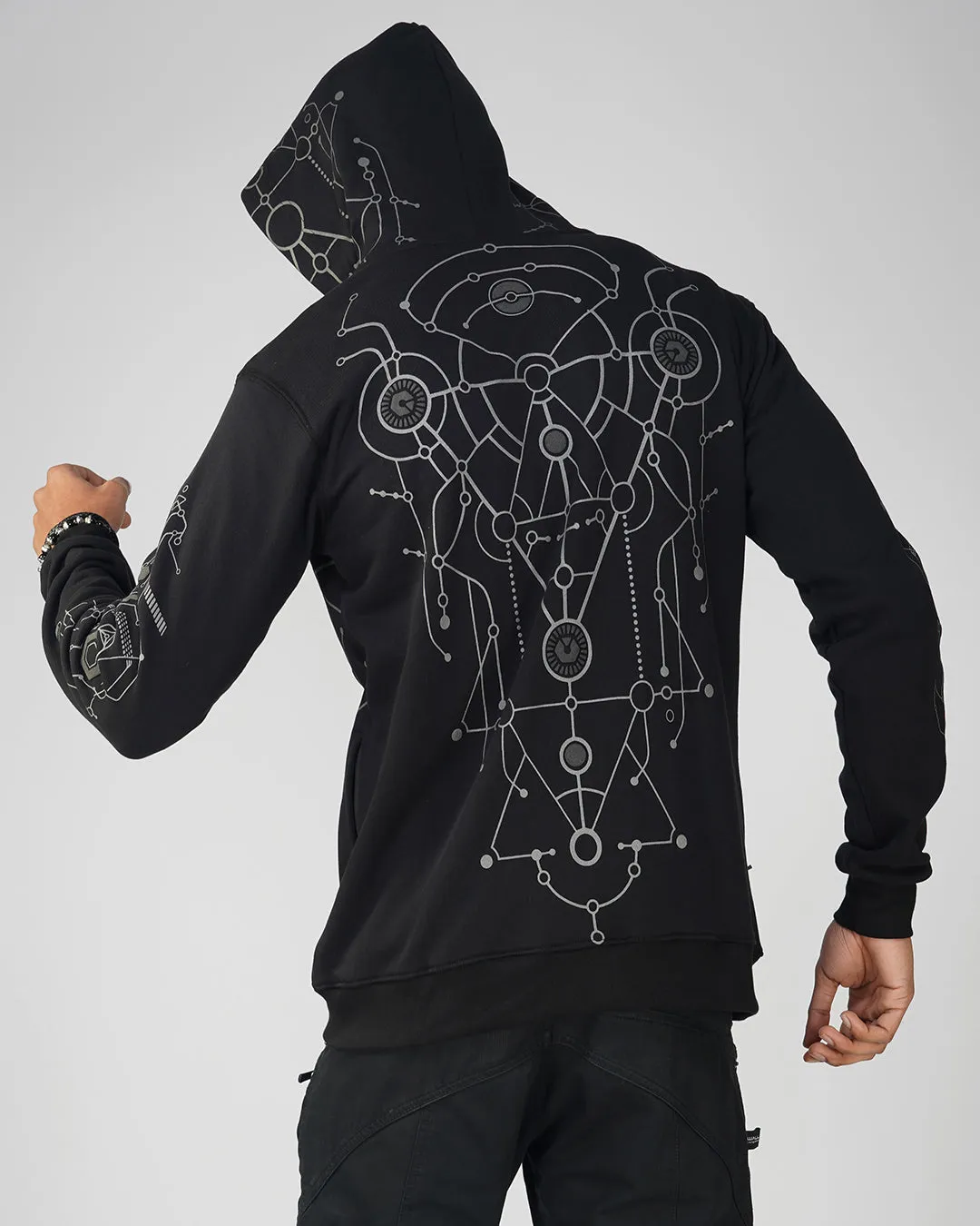 Spectral Black Puff Printed Relaxed Fit Hoodie