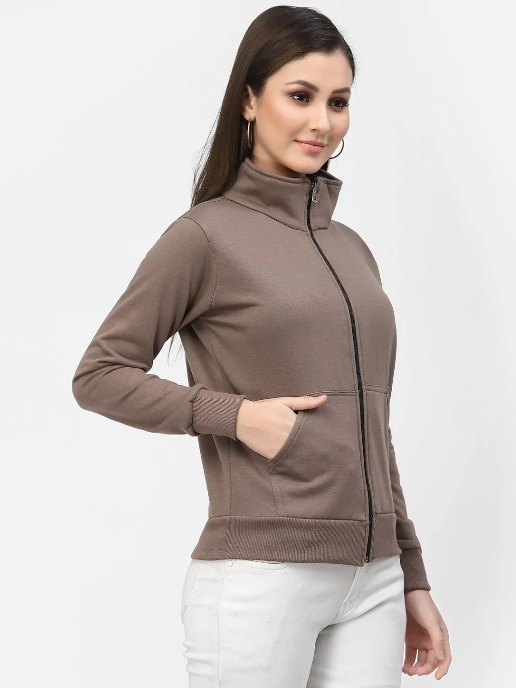 UZARUS Women's Cotton Fleece Latest Stylish Sweatshirt Jacket