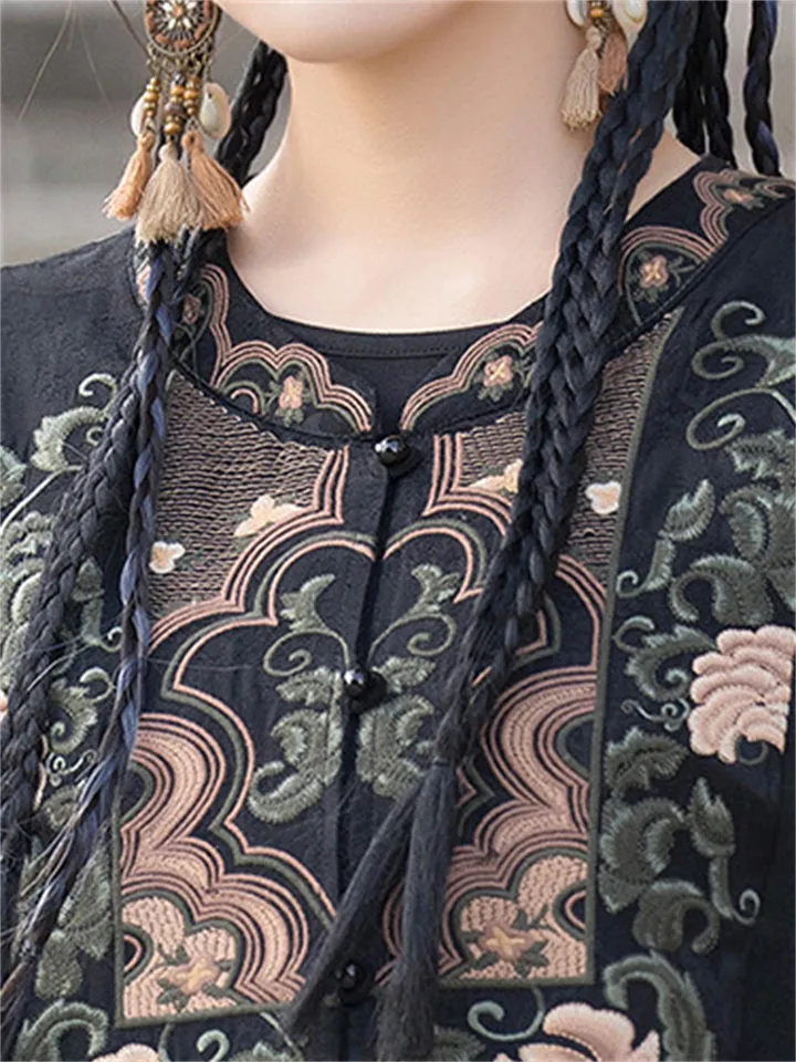 Women's Flower Embroidery Ethnic Style Tassel Shirts