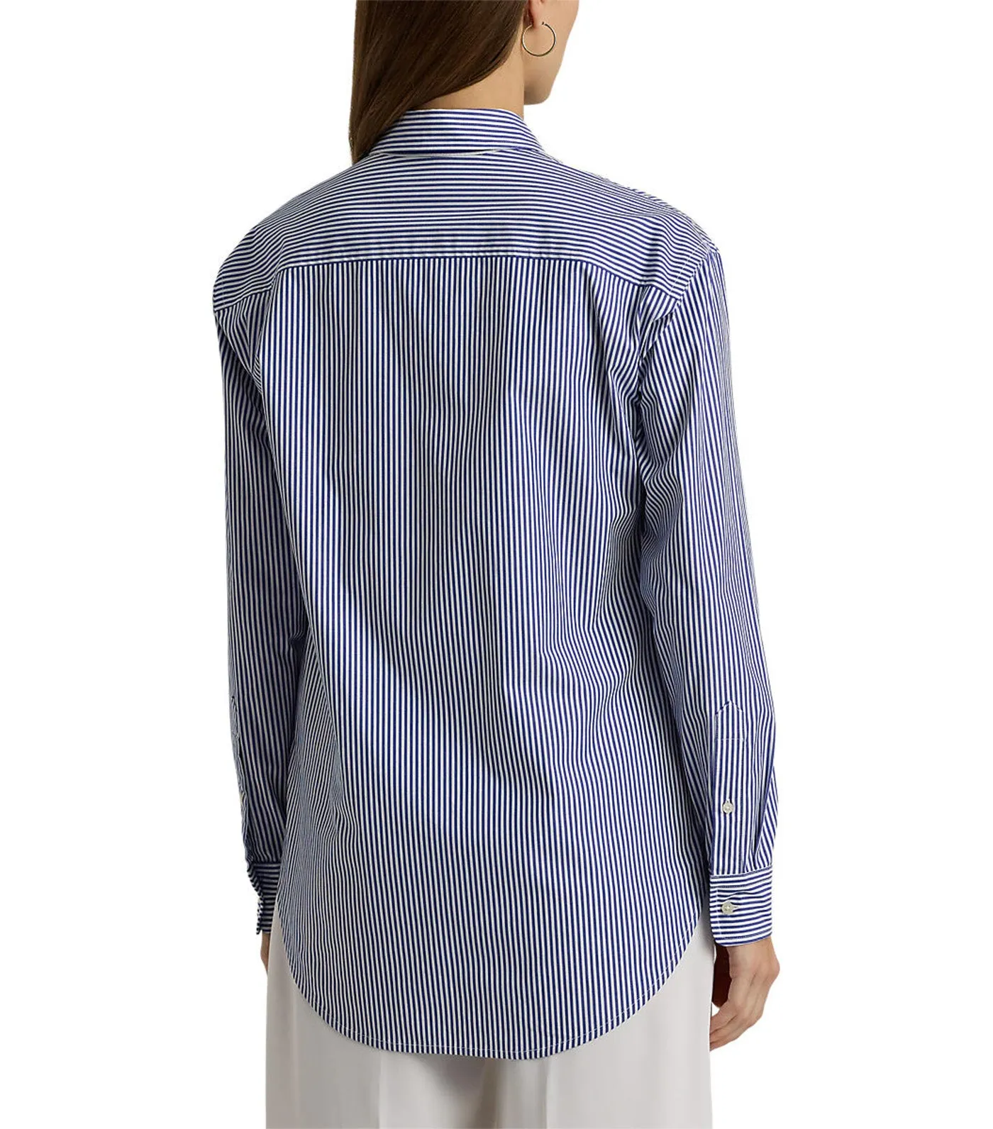 Women's Relaxed Fit Striped Stretch Cotton Shirt Blue/White