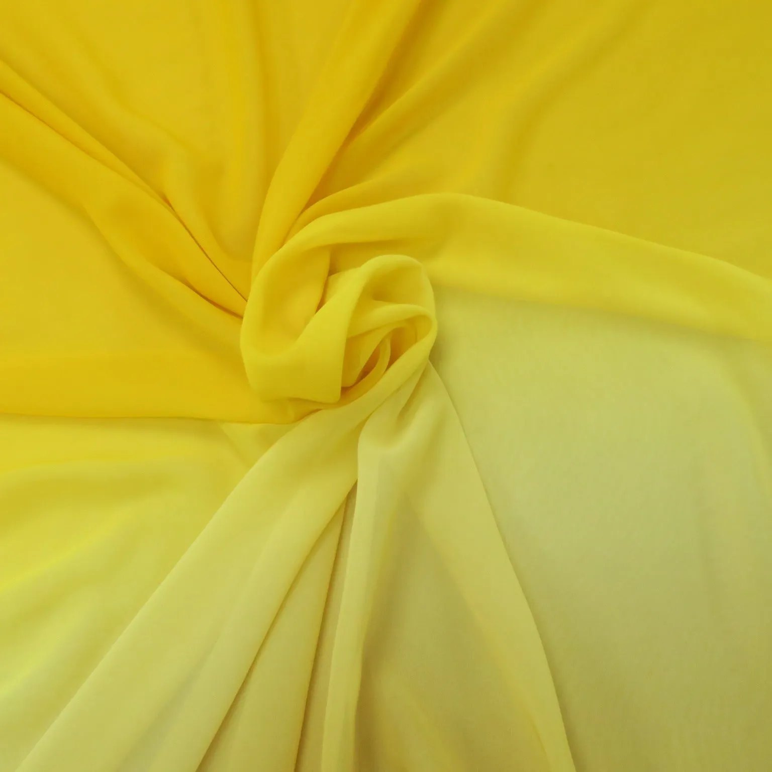 Yellow to Mustard Degradé Ombré Sheer Chiffon Polyester Fabric