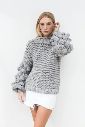 ZARENA BUBBLE KNIT SWEATER- GREY